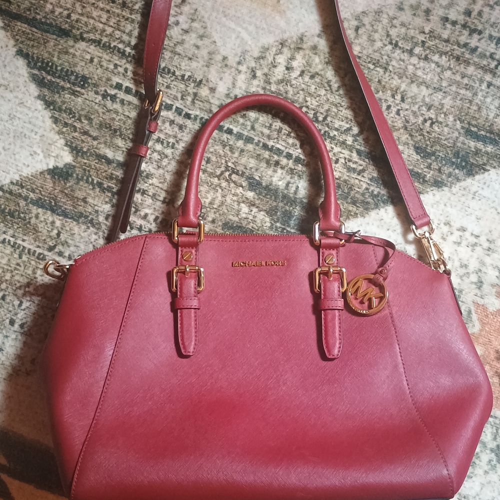 Michael Kors Red Leather Satchel